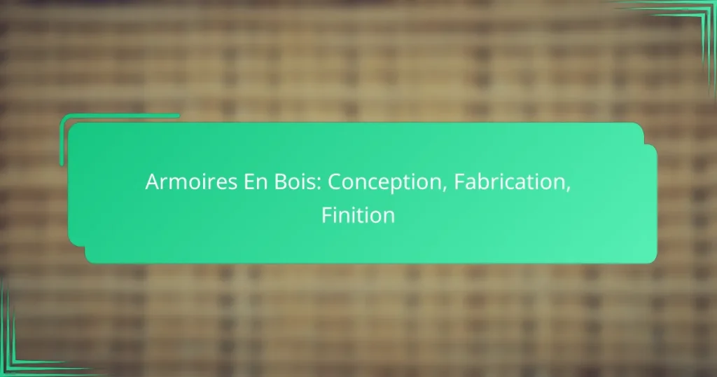 Armoires En Bois: Conception, Fabrication, Finition