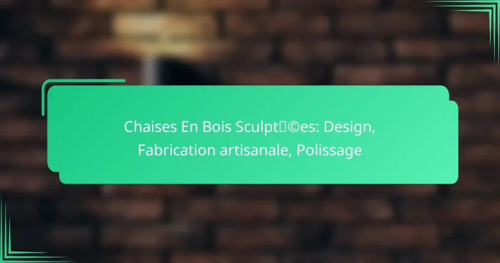 Chaises En Bois Sculptées: Design, Fabrication artisanale, Polissage