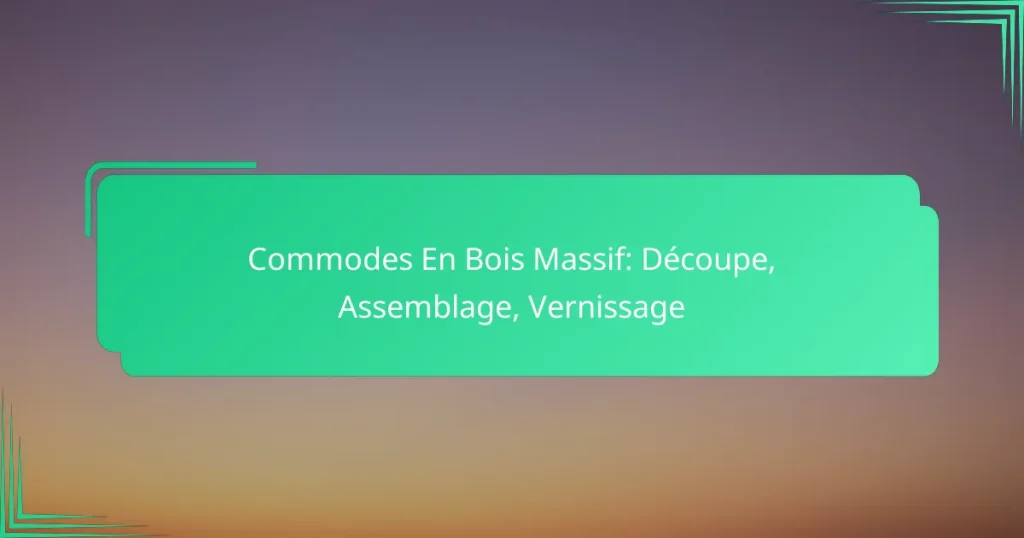 Commodes En Bois Massif: Découpe, Assemblage, Vernissage