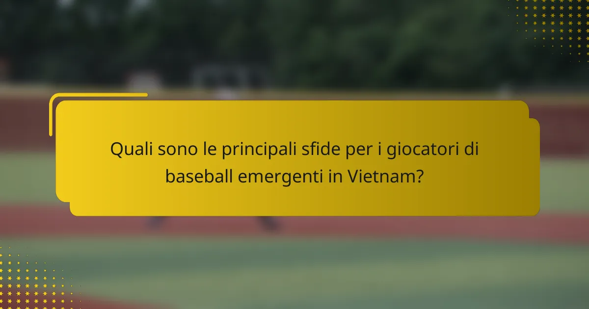 Quali sono le principali sfide per i giocatori di baseball emergenti in Vietnam?