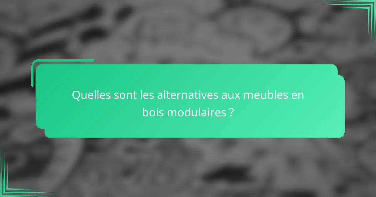 Quelles sont les alternatives aux meubles en bois modulaires ?