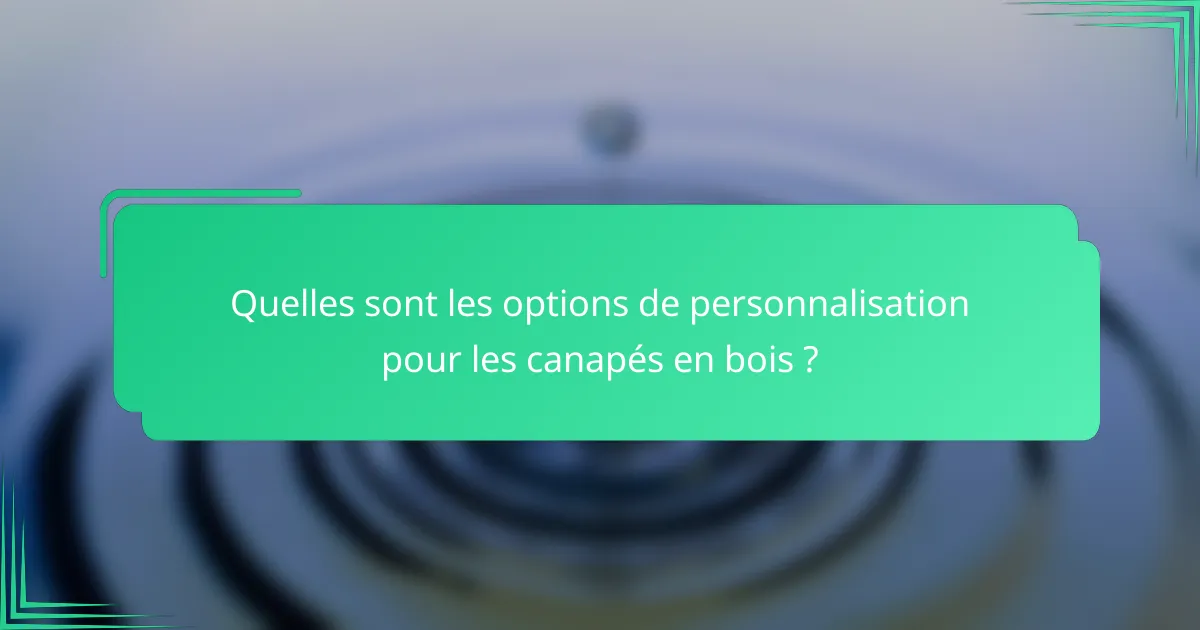 Quelles sont les options de personnalisation pour les canapés en bois ?