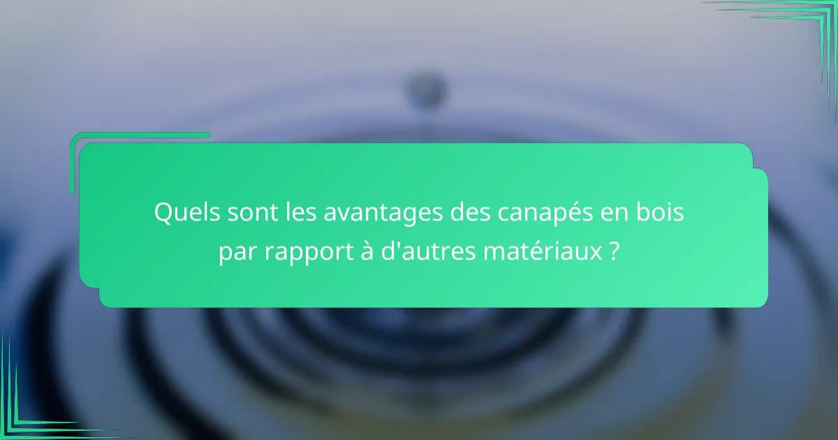 Quels sont les avantages des canapés en bois par rapport à d'autres matériaux ?
